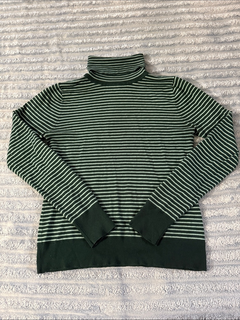 twik Simons Forest Green Striped Turtleneck Sweater